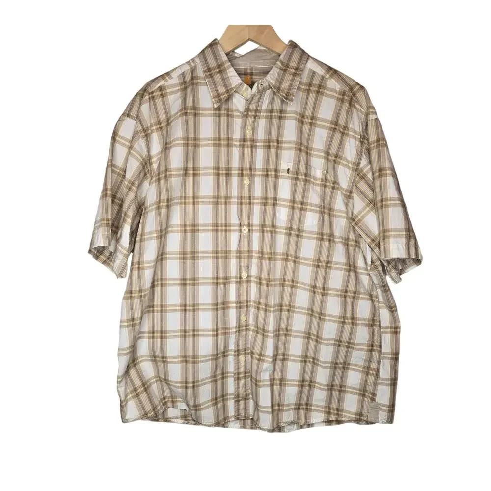 Mens Carhartt Short Sleeve Paid Button Up shirt Size XL Casual, great condition - Picture 1 of 4